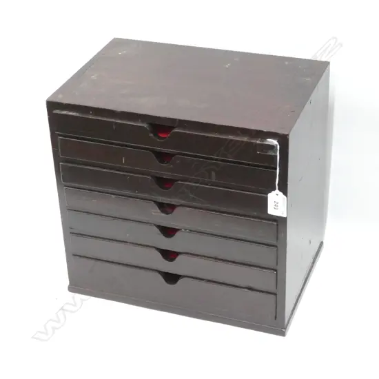 JAPANESE SMALL COLLECTORS CABINET 7-DRAWERS - RED FELT LINING - 280 X 320 X 340MM