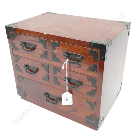 VINTAGE JAPANESE ‘HARI-BAKO’ SEWING BOX - 5 DRAWERS - 255 X 170 X 220MM