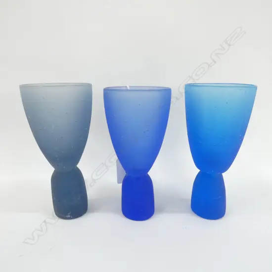 HOANNA STACHL 3 CAST GLASSES WITH ETCHED MARK TO BASE H.S 98 H 300 MM