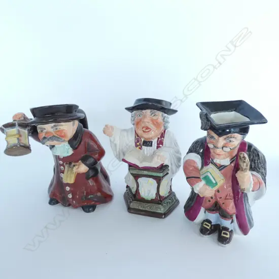 3 WEDGWOOD & CO HANDPAINTED TOBY JUGS H. 180MM