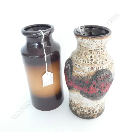 WEST GERMAN MID CENTURY BAY CERAMICS LAVA VASE (H. 205MM) + ONE OTHER