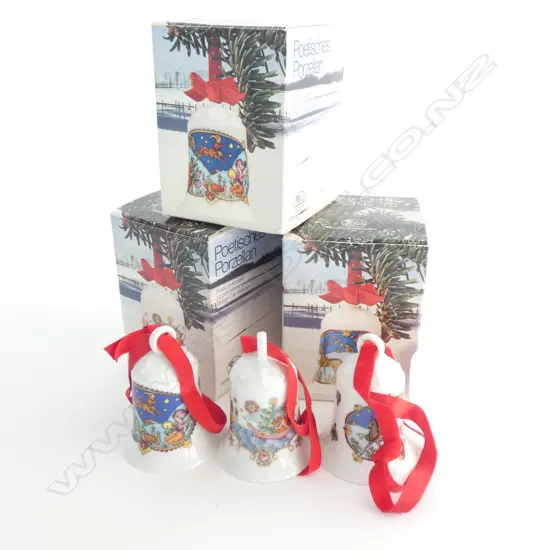 3 HUTSCHENREUTHER CHRISTMAS BELLS; 1978 /79 & 82. ALL IN ORIGINAL BOXES 
