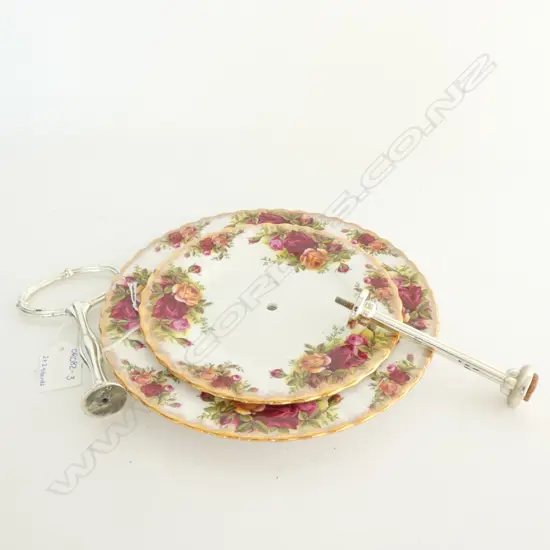 ROYAL ALBERT OLD COUNTRY ROSES 2 TIER CAKE STAND; DIA 205 & 60MM