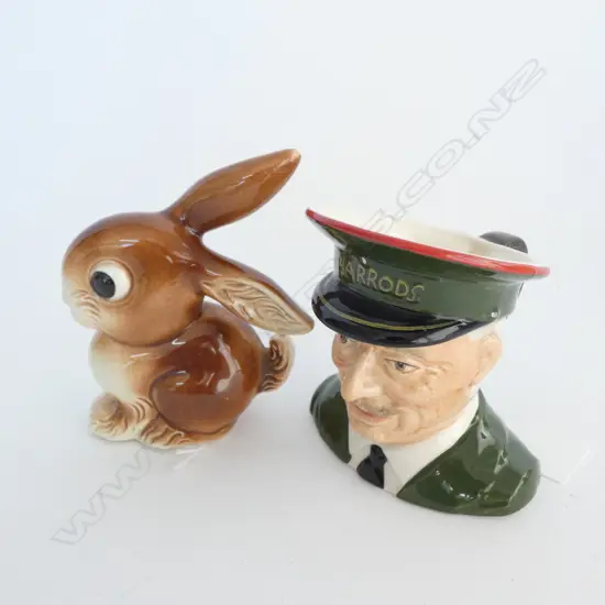 CARLTON WARE TOBY JUG & GOEBEL OH 20 RABBIT H. 115MM
