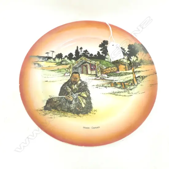 GRIMWADES 'MAORI WARE' PLATE 'MAORI CARVER' 230MM DIA