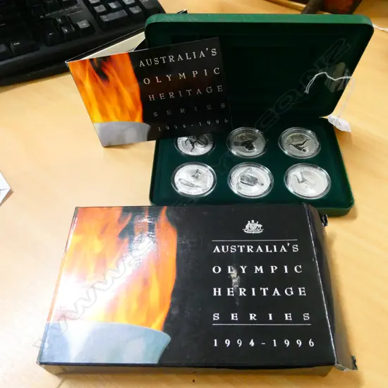 AUSTRALIAN OLYMPIC HERITAGE COIN SERIES 1994-96, 6 X PURE SILVER PROOF $10 COINS 20.77GM EACH