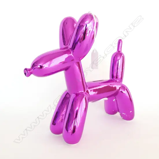 BALLOON DOG MONEY BOX METALIC PINK PURPLE GLAZE