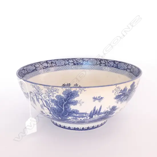 LG OLD BOOTHS BLUE WILLOW BOWL. DIA. 290MM AF