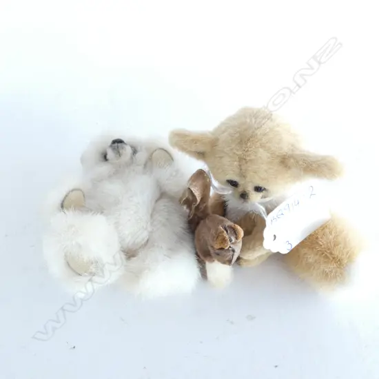 3 OLD MINIATURE TOYS - SQUIRREL / POLAR BEAR & FOX  TALLEST 90 MM