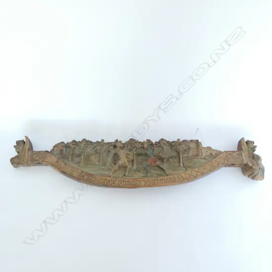 SPANISH CARVED WOOD PANEL - HIGH RELIEF & WITH REMNANT PAINT FINISH