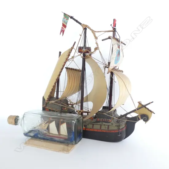 SPANISH GALLEON & SHIP IN A BOTLE 