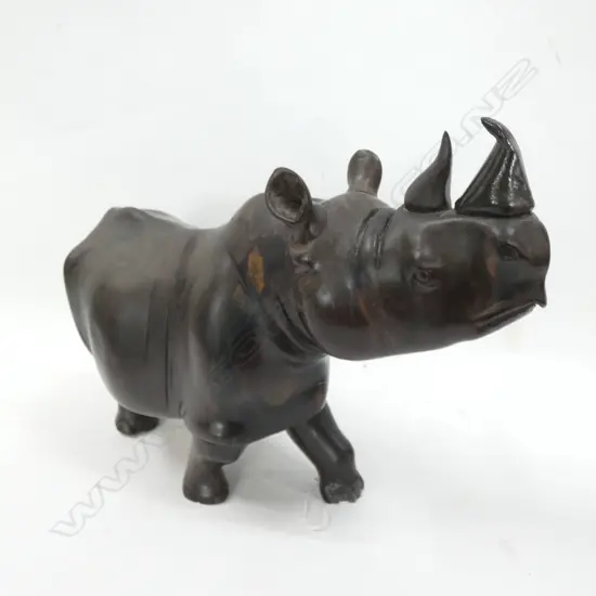 LARGE HEAVY CARVED TREEN RHINO L400MM X 260MM