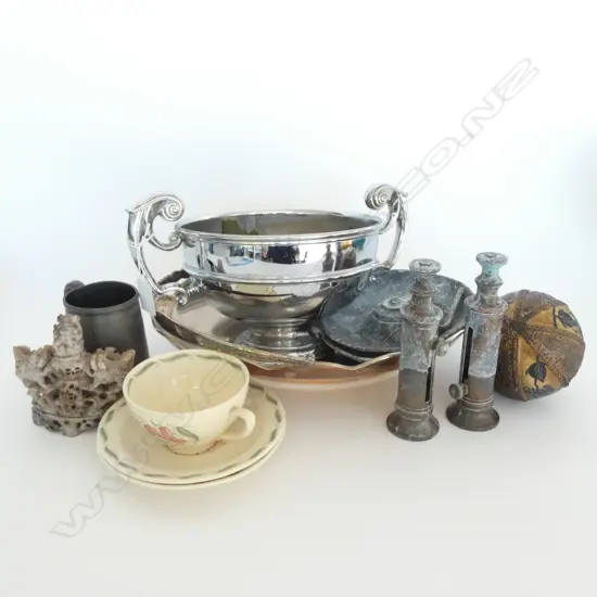 10 ASST. PCES; EPNS, SUSIE COOPER, PEWTER, SOAPSTONE PERFUME ETC