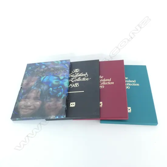 4 'THE NEW ZEALAND STAMP COLLECTION' BOOKS; 1988, 1989, 1990, 1997