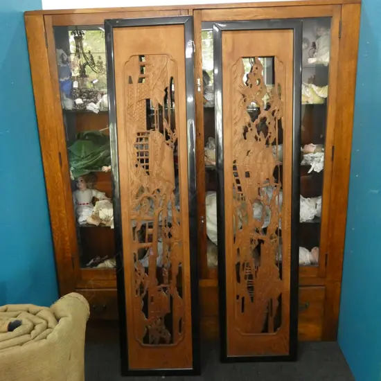 PR CARVED CEDAR 'RANMA' FEATURING KINKAKU-JI & KIYOMIZU-DERA IN KYOTO. EA 1870 X 435MM