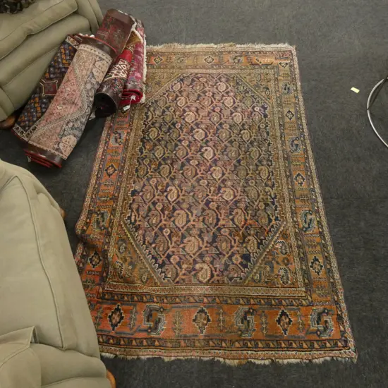 OLD HAND KNOTTED PERSIAN RUG - SOME REPAIRS 1740 X 1040MM