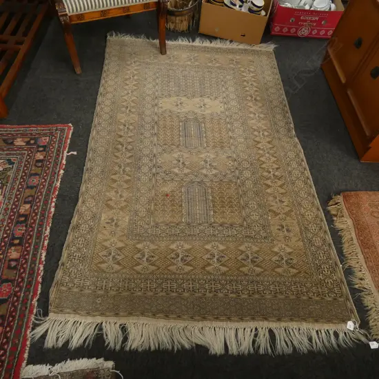 WOOL PILE FINELY HAND KNOTTED RUG FADED 1940 X 1280MM