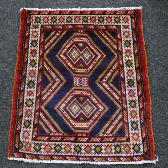 (65A) PERSIAN H/KNOTTED TORKAMAN RUG 800 x 670 mm