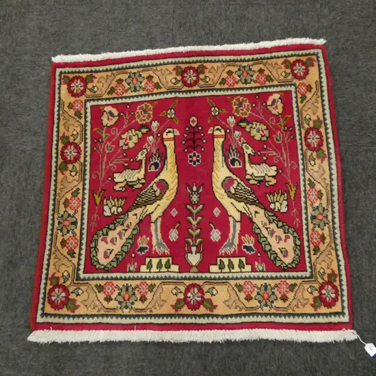 (31C) PERSIAN H/KNOTTED TABRIZ RUG 860 x 820mm