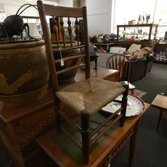 ANTIQUE CHAIR RUSH SEAT CUT DOWN H. 840MM