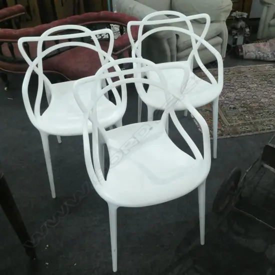 6 WHITE 'KARTELL STARCK' DESIGN CHAIRS
