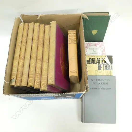 BOX RELIGIOUS BOOKS INCL. 6 BOOKS 'FAITHS OF THE WORLD' & RELIGION FOR ATHEISTS ETC.