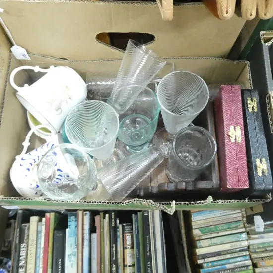 BOX LOT ASST. EP & GLASSES ETC