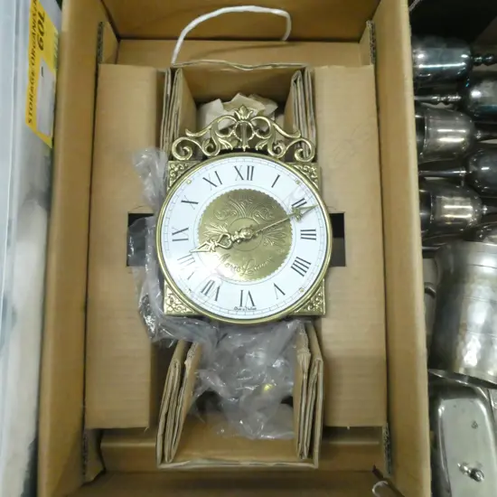 ORNATE BRASS DUTCH WALL CLOCK AS NEW H 260 MM