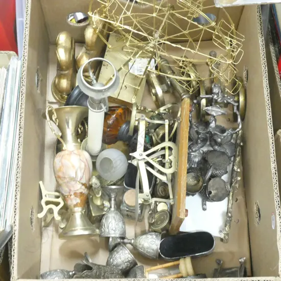 BOX LOT SCALES, BRASS CANONS ETC