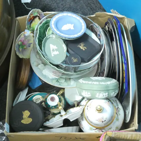 BOX LOT ASST. CHINA; WEDGWOOD ETC