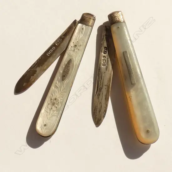 (19495) 2 EDW SILVER & MOP POCKET KNIVES