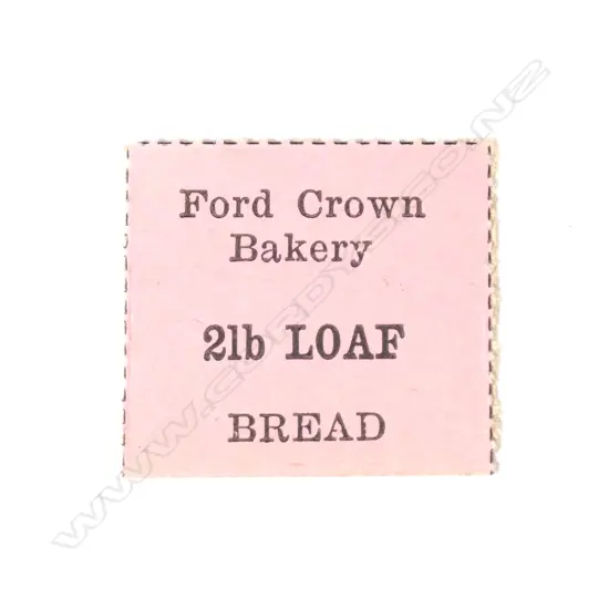 NZ ( Waihi) Bread Token, cardboard, Ford Crown Bakery 2lb