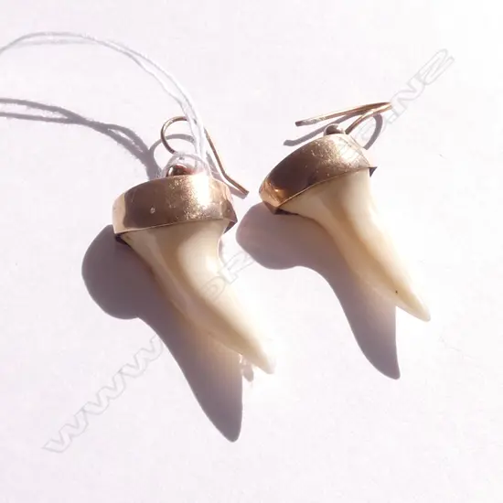 (19717) PR 9CT ROSE GOLD SHARKS TOOTH EARRINGS