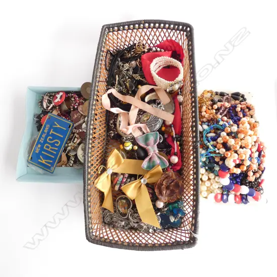 3 CONTAINERS ASST. COSTUME JEWELLERY; NECKLACES ETC
