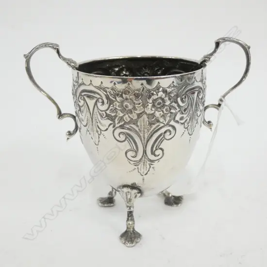 SILVER FOOTED TWO-HANDLED BOWL BIRMINGHAM 1908 195gm (W.W.)