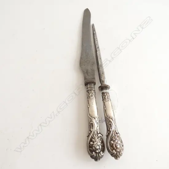 STG SILVER HANDLED KNIFE & STEEL SHEFFIELD