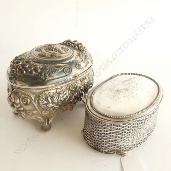 2 SILVER PLATE JEWELLERY BOXES L.160mm