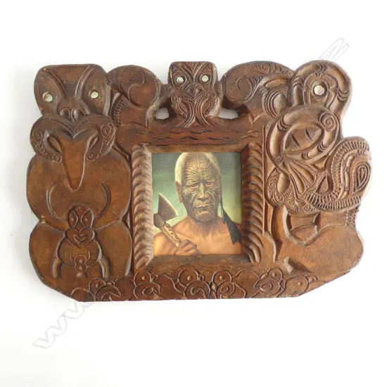 CARVED MAORI FRAME 370 X 540MM OVERALL SIZE