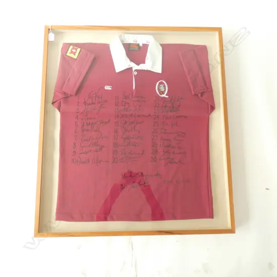 QUEENSLAND REDS RUGBY UNION SIGNED JERSEY, FRAMED 860 x760mm
