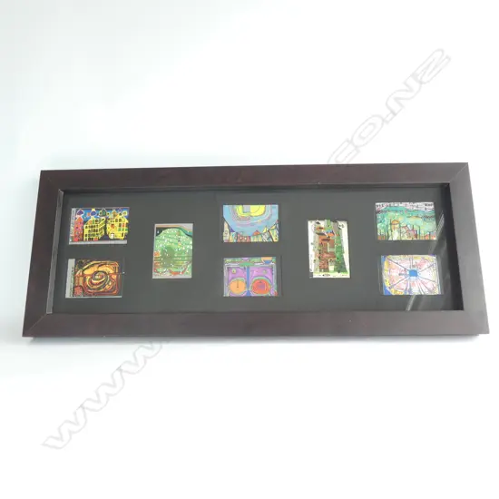 FRAMED HUNDERTWASSER BOOKPLATES 390x1000mm OVERALL 