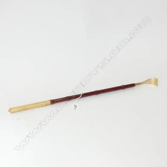 CHINESE ROSEWOOD AND BRASS BACK SCRATCHER L 460 MM
