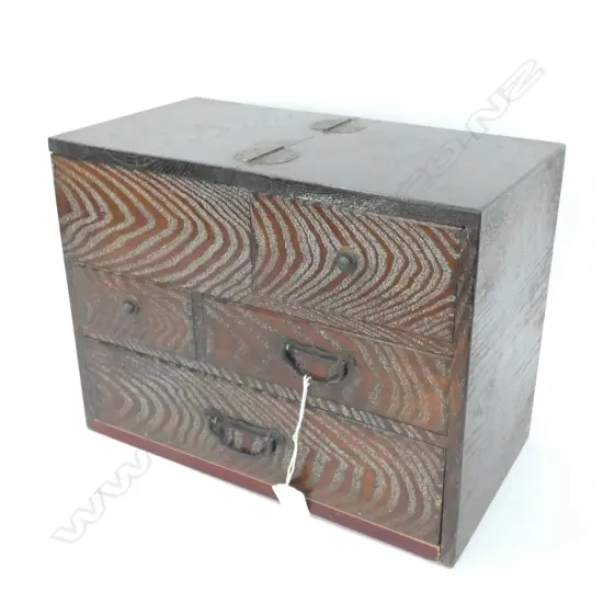 SMALL OLD JAPANESE COLLECTORS/SEWING CHEST - TOP CABINET & 4 DRAWER 320 X 175 X 250MM