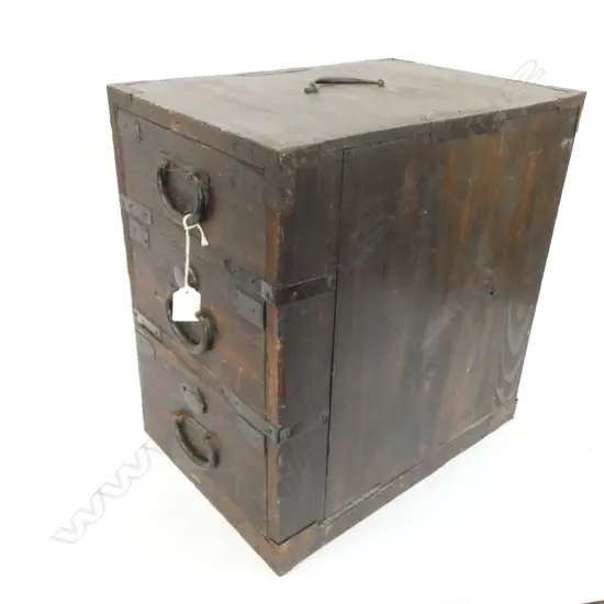 SMALL OLD JAPANESE 3 DRAWER CHEST - 275 X 395 X 420MM