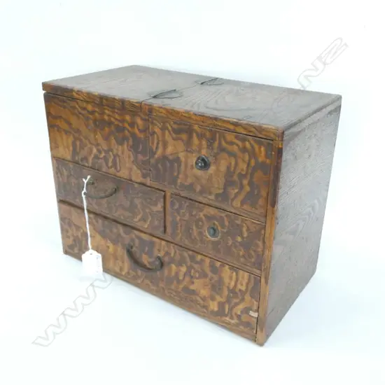 SMALL OLD JAPANESE COLLECTORS/SEWING CHEST - TOP CABINET & 4 DRAWER - 320 X 170 X 250MM