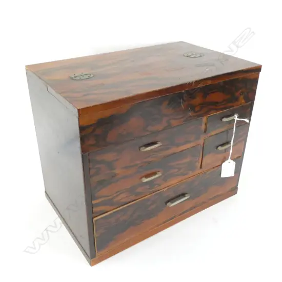 SMALL OLD JAPANESE COLLECTORS/SEWING CHEST TOP CABINET & 5 DRAWERS 320 X 200 X 260MM