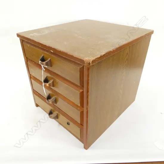 SMALL OLD JAPANESE 4 DRAWER SEWING CHEST OR FILING CABINET - 4 DRAWER 330 X 350 X 320MM