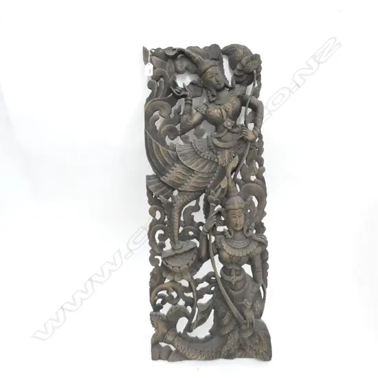 CARVED WOODEN INDONESIAN PANEL 900 X 340MM