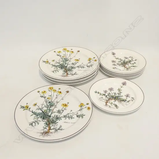 10 VILLEROY & BOCH BOTANICA PLATES; 5 DINNER (DIA 265MM) & 5 SIDE OR SALAD PLATES (DIA 210MM)
