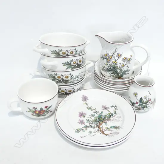 VILLEROY & BOCH BOTANICA; 2 PLATES; 4 SOUP BOWLS; 6 DESSERT BOWLS; JUG, VASE & CUP