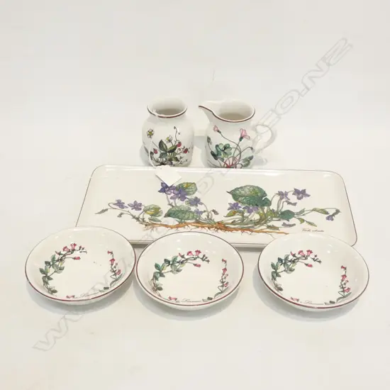 VILLEROY & BOCH BOTANICA; SANDWICH TRAY / JUG / VASE & 3 CONDIMENT DISHES